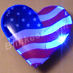 USA Heart Of America Flashing LED Blinky Pin
