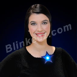 LED Flashing Blinking BLUE Star Badge Clip