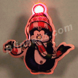 Christmas Penguin with Scarf Flashing LED Christmas Blinky Pin