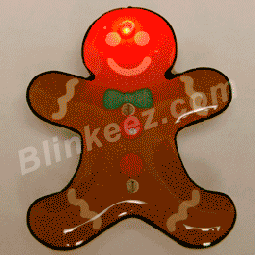 Gingerbread Man Flashing LED Christmas Blinky Pin