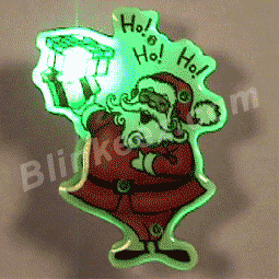 Ho Ho Ho Santa Flashing LED Christmas Blinky Pin