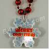 "Merry Christmas" Snowflake Flashing LED Blinky w/ Beaded Necklace