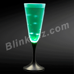 NEW! Frosted LED Light Up Flashing Champagne Glass with Classy Black Base