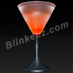 NEW! Frosted LED Light Up Flashing Martini Glass with Classy Black Base