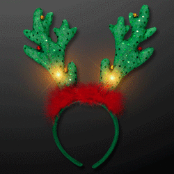 Christmas Light Up LED Reindeer Antlers with Jingle Bells