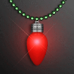 Christmas Red Bulb Light Necklace on Green Beads