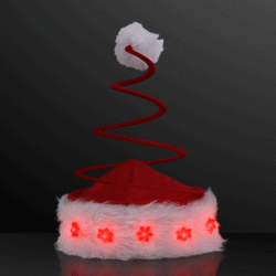 Christmas Silly Spring Santa Hat with Blinky LED Snowflakes