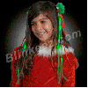 LED Bouncy Noodle Hair Clips with RED Ribbons and Flashing JADE LEDS