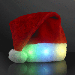 Light Up Santa Hat w/Flashing Multicolor LEDs