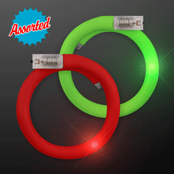Blinkee Assorted Light Up Christmas Bling Red Green Tube Bracelets - Pack of 12