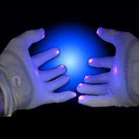 Flashing LED Gloves (aka Magic Mitts) - Solid Color (One Pair)