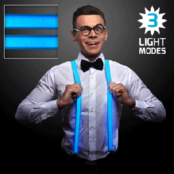BLUE Light Up LED Flashing Suspenders