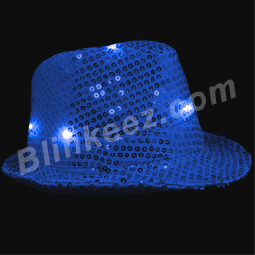 Blue LED LightUp Fedora Hats with Blue Flashing LEDs
