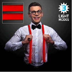 RED Light Up LED Flashing Suspenders