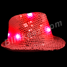 Red LED LightUp Fedora Hats with Red Flashing LEDs