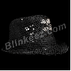 Rock Skull Black Sequin Flashing Fedora Hats with Flashing LEDs