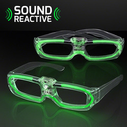 GREEN RAVE Sound Reactive Party Shades, 80s Style