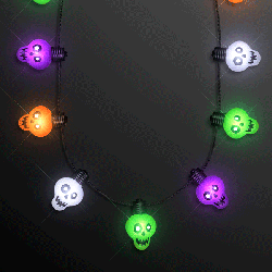 HALLOWEEN LED Zombie Skulls Light Up Necklace