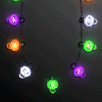 HALLOWEEN LED Zombie Skulls Light Up Necklace