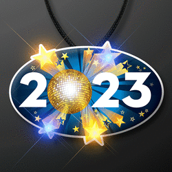 2023 Flashing New Years LED Body Light on Black Lanyard Necklace