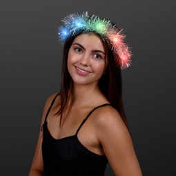 Holiday Tinsel Light Up Flashing Halo Crown Headband
