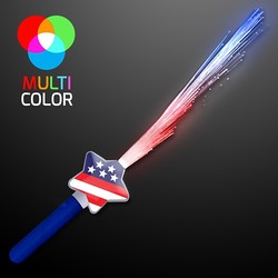 4TH OF JULY Flashing Stars & Stripes Fiber Optic Light Wands