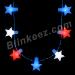 4TH OF JULY JUMBO Stars String Lights Flashing Necklace