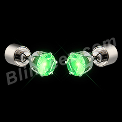 GREEN Faux Emerald Pierced LED Earrings