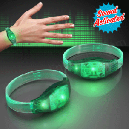 GREEN Sound Activated LED Flashing Bracelets