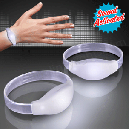 WHITE Sound Activated LED Flashing Bracelets