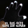 Black Flashing LED Gloves (aka Midnight Mitts) -Multicolor - ELITE STYLE (One Pair) XL Size