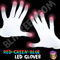 White Flashing LED Gloves (RED-GREEN-BLUE LEDs)
