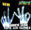 <font color="#00FF00">NEW!</font> Flashing LED XO Mitts - All WHITE LEDs - ELITE STYLE