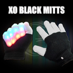 Black XO Finger Mitts with Light Up Fingers
