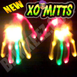 Flashing LED XO Mitts - RED-ORANGE-GREEN LEDs
