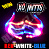 <img src=graphics/00000001/new-image2.gif>Flashing LED XO Mitts - RED-WHITE-BLUE LEDs - ELITE STYLE