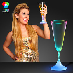 Multicolor LED Flashing Light-Up Champagne Glass