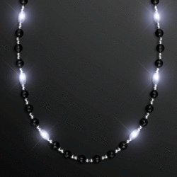 Black & Silver Black Tie Light Up Beaded Flashing Necklaces