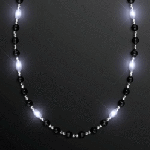 Black & Silver Black Tie Light Up Beaded Flashing Necklaces