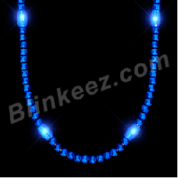 Electric BLUE LED Mardi Gras Light Up Beaded Necklace