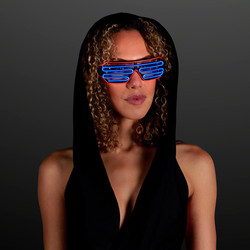 RED & BLUE EL WIRE RAVE Glow Light Up Party Glasses