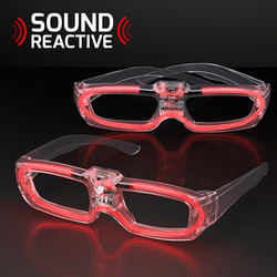 RED RAVE Sound Reactive Party Shades, 80s Style