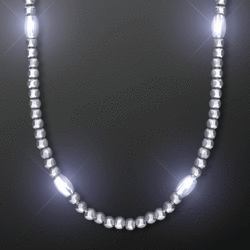 Silver Sparkle Glow LED Light Up Beaded Necklace