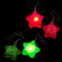 Christmas Star Red/Green Flashing Earrings