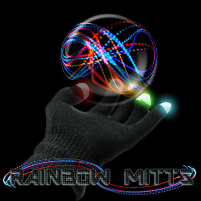 Flashing LED Gloves (aka Midnight Mitts v2.0) -Rainbow Color LEDs (One Pair)