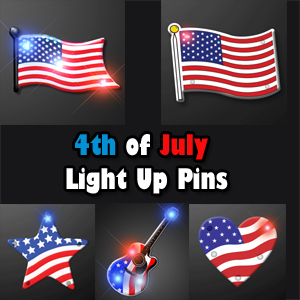 4th of July LED Light Up Pins