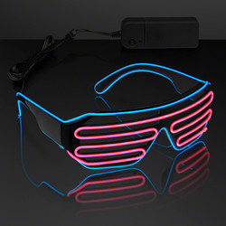 Totally '80s BLUE-PINK EL WIRE RAVE Glow Light Up Party Glasses