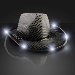 Black Light Up LED Sequin Cowboy Hat