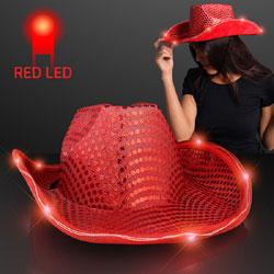 Red Light Up LED Sequin Cowboy Hat