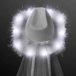 White LED Flashing Cowgirl Hat
